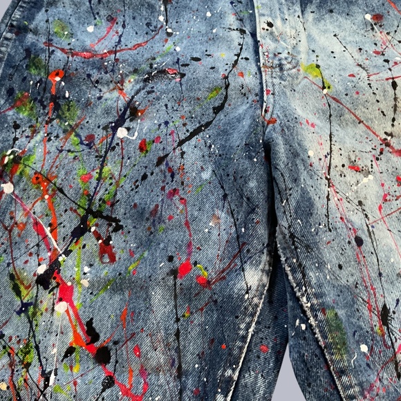 Hand Painted Vintage Jeans - Abstract Splatter Design - Picture 5 of 11